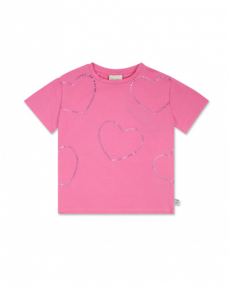 T-shirt en maille coeurs roses fille Basics Kids T-shirt en maille coeurs roses fille Basics Kids