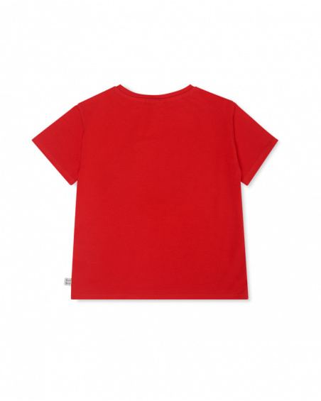 T-shirt coeurs en tricot rouge pour fille Basics Kids T-shirt coeurs en tricot rouge pour fille Basics Kids