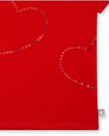 T-shirt coeurs en tricot rouge pour fille Basics Kids T-shirt coeurs en tricot rouge pour fille Basics Kids