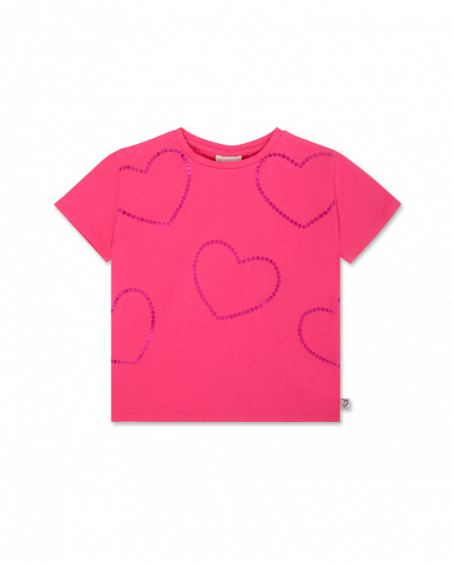 T-shirt maille coeurs fushia fille Basics Kids T-shirt maille coeurs fushia fille Basics Kids