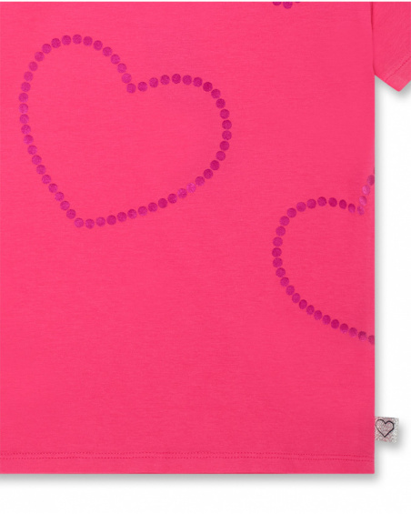 T-shirt maille coeurs fushia fille Basics Kids T-shirt maille coeurs fushia fille Basics Kids