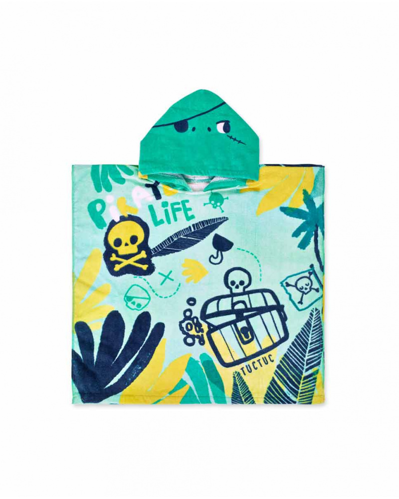 Serviette poncho bleu pour garçon Treasure Island