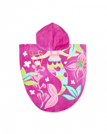 Serviette poncho fushia fille Coquillage Serviette poncho fushia fille Coquillage