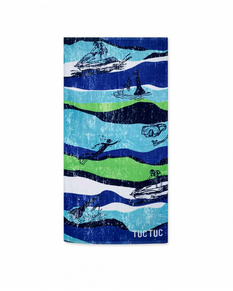 Serviette bleu garçon Diving Adventures