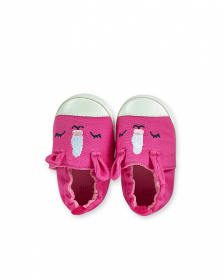 Chaussures fille en sergé fuchsia Le temps des plantes Chaussures fille en sergé fuchsia Le temps des plantes