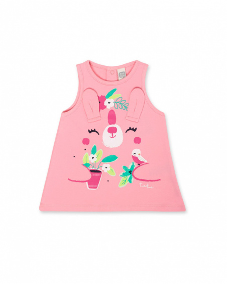 Robe en maille rose pour fille Time to plant Robe en maille rose pour fille Time to plant