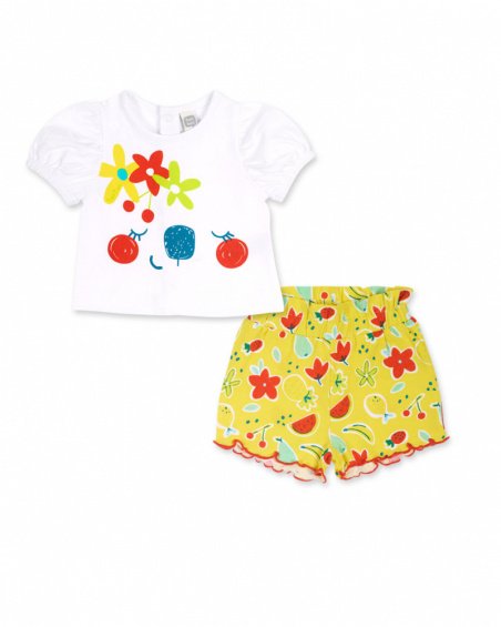 Ensemble tricot Sunday jaune blanc fille Ensemble tricot Sunday jaune blanc fille