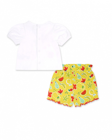 Ensemble tricot Sunday jaune blanc fille Ensemble tricot Sunday jaune blanc fille