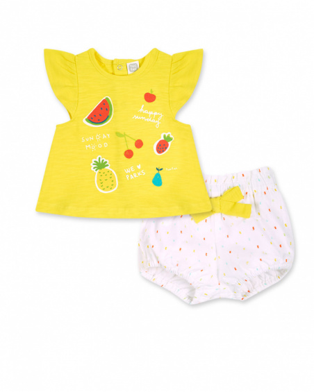 Ensemble tricot popeline jaune fille Sunday Ensemble tricot popeline jaune fille Sunday
