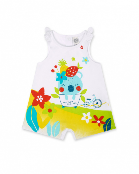 Barboteuse en maille blanche pour fille Sunday Barboteuse en maille blanche pour fille Sunday