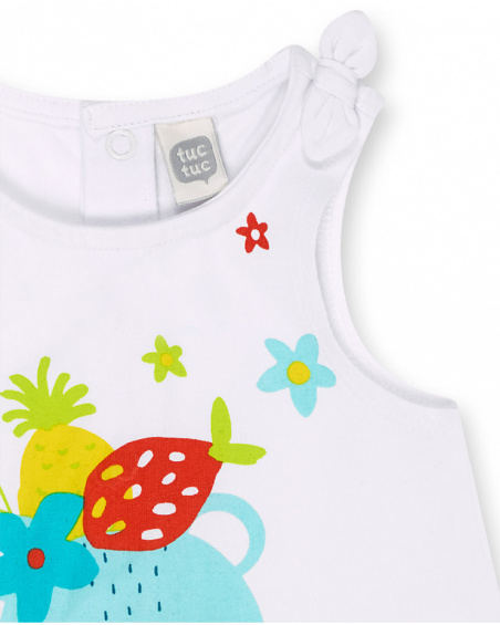 Barboteuse en maille blanche pour fille Sunday Barboteuse en maille blanche pour fille Sunday