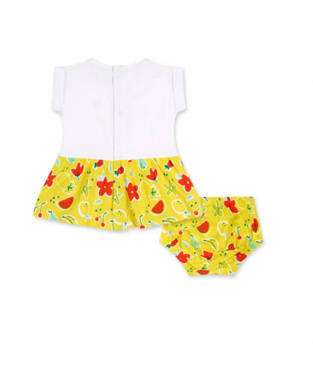 Robe Sunday jaune en maille blanche pour fille Robe Sunday jaune en maille blanche pour fille