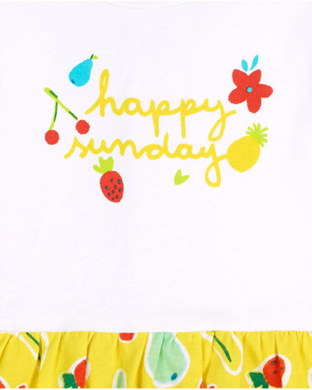 Robe Sunday jaune en maille blanche pour fille Robe Sunday jaune en maille blanche pour fille