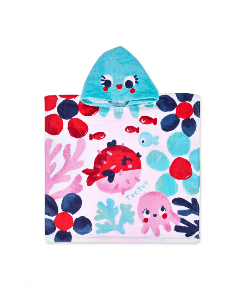 Serviette poncho blanche pour fille Blub