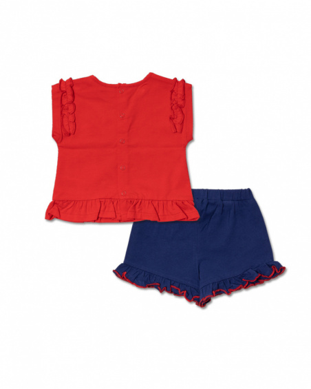 Ensemble tricot bleu rouge fille Blub Ensemble tricot bleu rouge fille Blub