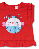 Ensemble tricot bleu rouge fille Blub Ensemble tricot bleu rouge fille Blub