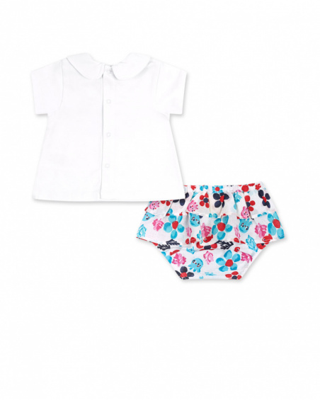Ensemble maille popeline blanche fille Blub Ensemble maille popeline blanche fille Blub