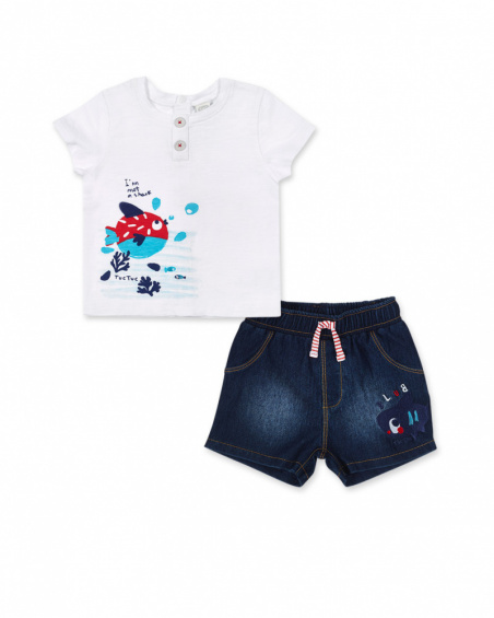 Ensemble tricot bleu blanc garçon Blub Ensemble tricot bleu blanc garçon Blub
