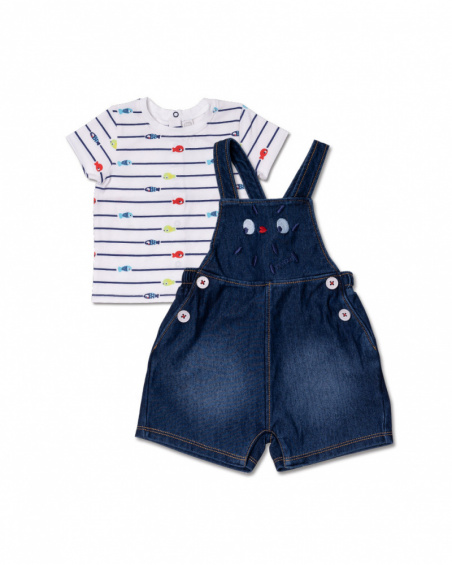 Ensemble tricot blanc rayé bleu garçon Blub Ensemble tricot blanc rayé bleu garçon Blub