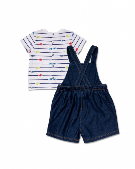 Ensemble tricot blanc rayé bleu garçon Blub Ensemble tricot blanc rayé bleu garçon Blub