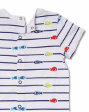 Ensemble tricot blanc rayé bleu garçon Blub Ensemble tricot blanc rayé bleu garçon Blub