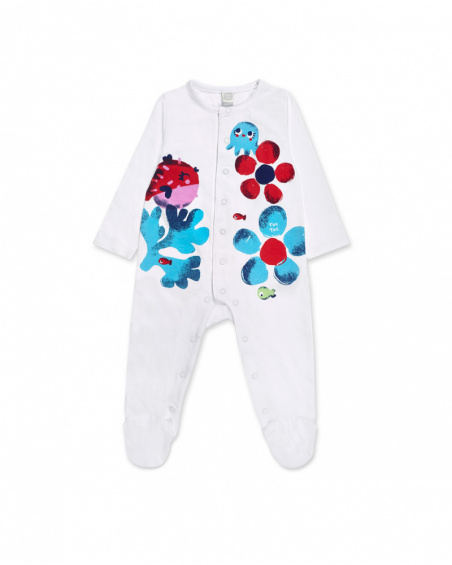 Barboteuse en maille blanche pour fille Blub Barboteuse en maille blanche pour fille Blub