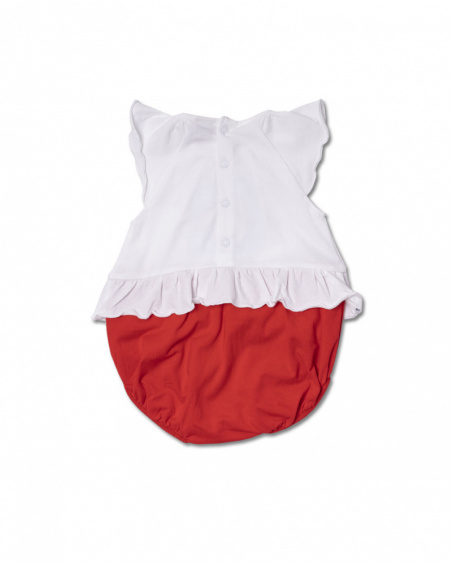 Barboteuse en maille rouge blanc pour fille Blub Barboteuse en maille rouge blanc pour fille Blub