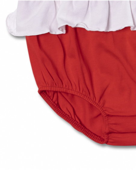 Barboteuse en maille rouge blanc pour fille Blub Barboteuse en maille rouge blanc pour fille Blub