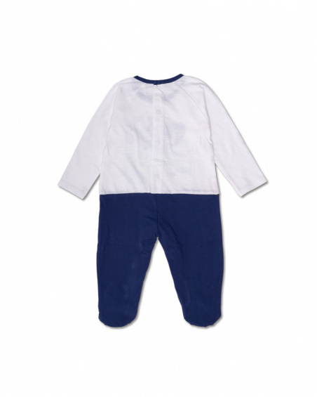 Barboteuse en maille bleu blanc pour garçon Blub Barboteuse en maille bleu blanc pour garçon Blub