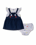 Robe en maille bleu blanc pour fille Blub Robe en maille bleu blanc pour fille Blub