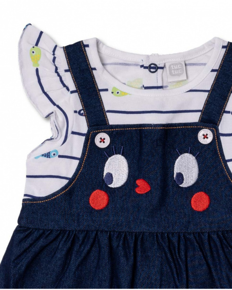 Robe en maille bleu blanc pour fille Blub Robe en maille bleu blanc pour fille Blub