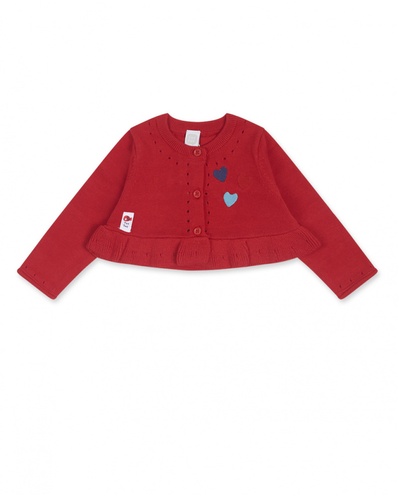 Veste en tricot rouge pour fille Blub