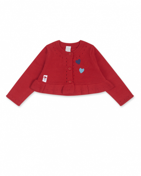 Veste en tricot rouge pour fille Blub Veste en tricot rouge pour fille Blub