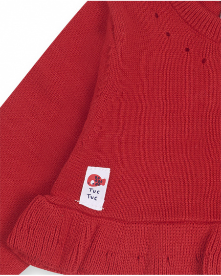 Veste en tricot rouge pour fille Blub