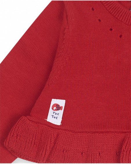 Veste en tricot rouge pour fille Blub Veste en tricot rouge pour fille Blub