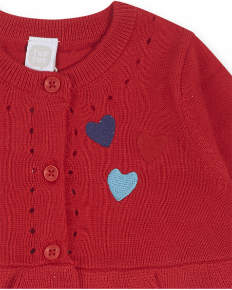 Veste en tricot rouge pour fille Blub Veste en tricot rouge pour fille Blub
