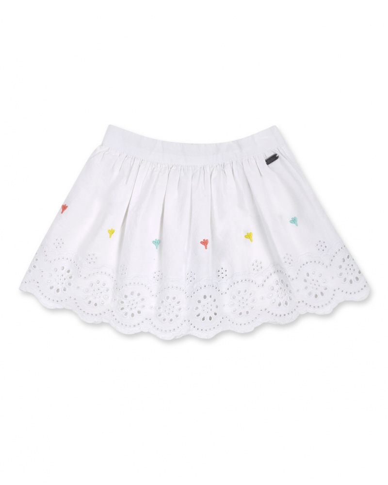 Jupe popeline fille Treasure Island blanche