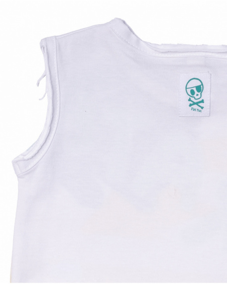 Débardeur blanc en maille avec imprimé pour garçon Treasure Débardeur blanc en maille avec imprimé pour garçon Treasure