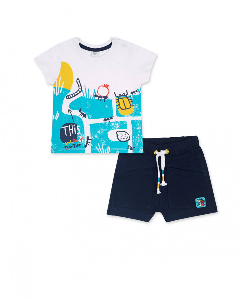 Ensemble tricot blanc et bleu pour garçon Tiny Critters
