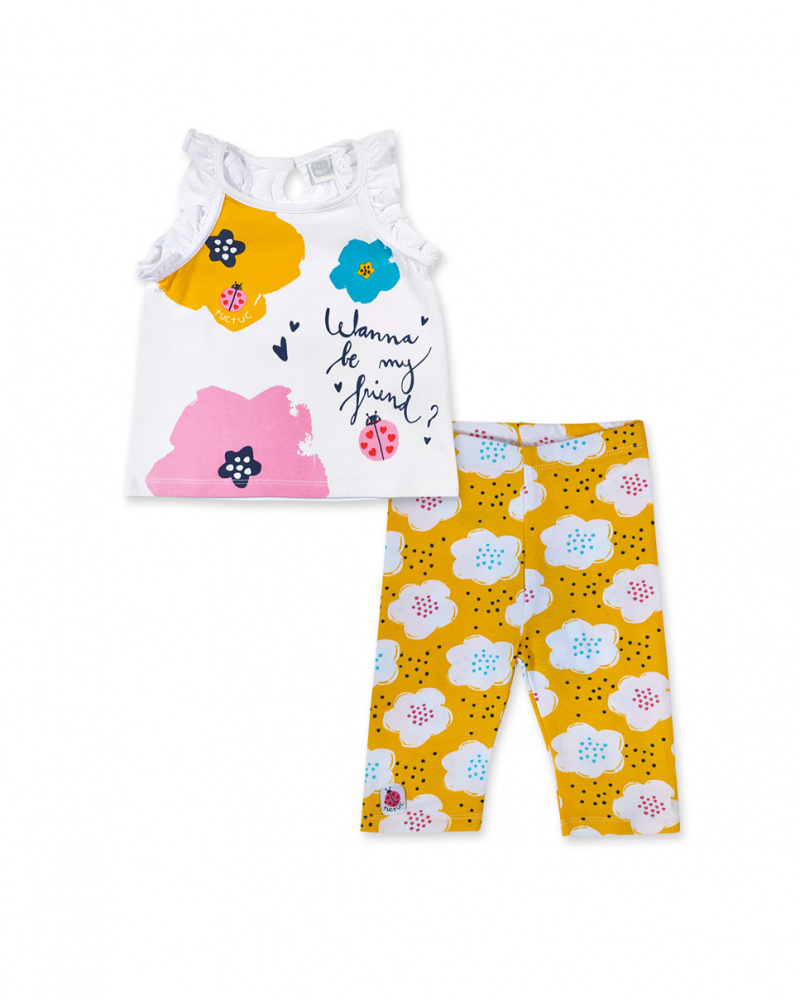 Ensemble tricot blanc et jaune pour fille Tiny Critters