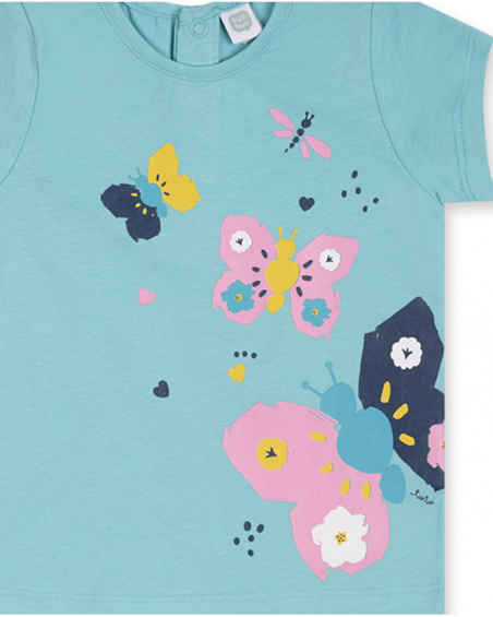 T-shirt bleu en maille pour fille Tiny Critters T-shirt bleu en maille pour fille Tiny Critters