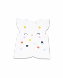 T-shirt blanc en maille à volants pour fille Tiny Critters T-shirt blanc en maille à volants pour fille Tiny Critters