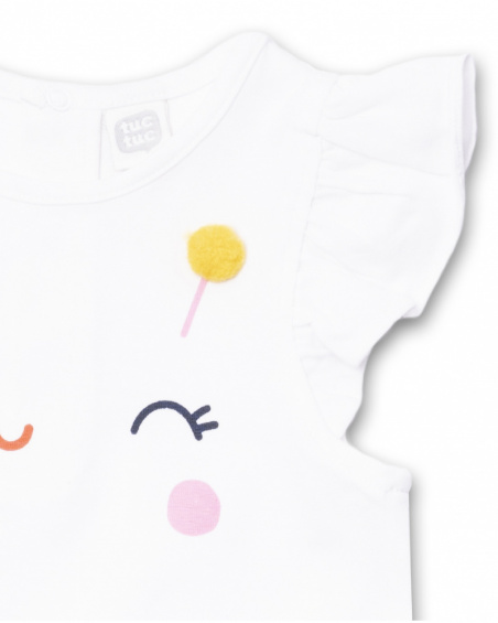 T-shirt blanc en maille à volants pour fille Tiny Critters T-shirt blanc en maille à volants pour fille Tiny Critters