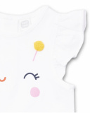 T-shirt blanc en maille à volants pour fille Tiny Critters T-shirt blanc en maille à volants pour fille Tiny Critters