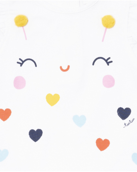 T-shirt blanc en maille à volants pour fille Tiny Critters T-shirt blanc en maille à volants pour fille Tiny Critters