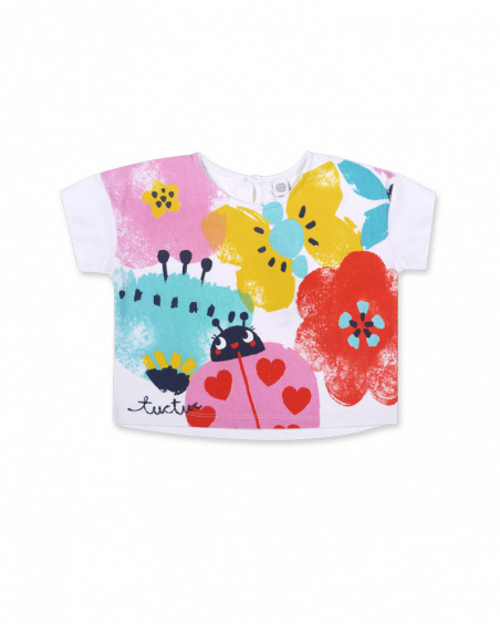 T-shirt blanc en maille avec imprimé pour fille Tiny Critters T-shirt blanc en maille avec imprimé pour fille Tiny Critters