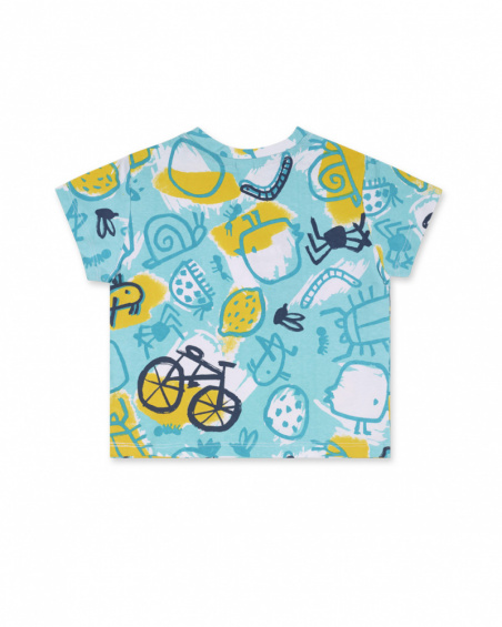 T-shirt bleu en maille imprimé Tiny Critters pour garçon T-shirt bleu en maille imprimé Tiny Critters pour garçon