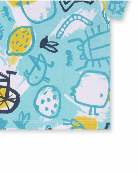 T-shirt bleu en maille imprimé Tiny Critters pour garçon T-shirt bleu en maille imprimé Tiny Critters pour garçon