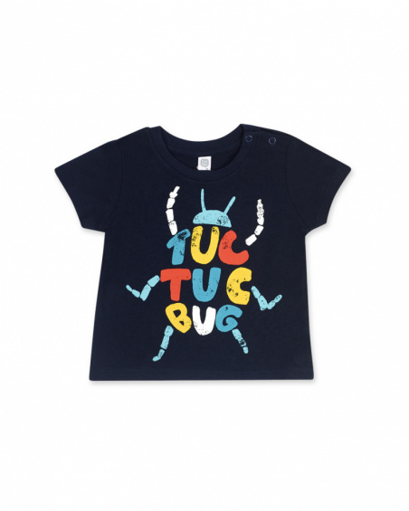 T-shirt bleu en maille pour garçon Tiny Critters T-shirt bleu en maille pour garçon Tiny Critters