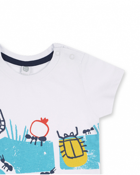T-shirt en maille blanc et bleu pour garçon Tiny Critters T-shirt en maille blanc et bleu pour garçon Tiny Critters